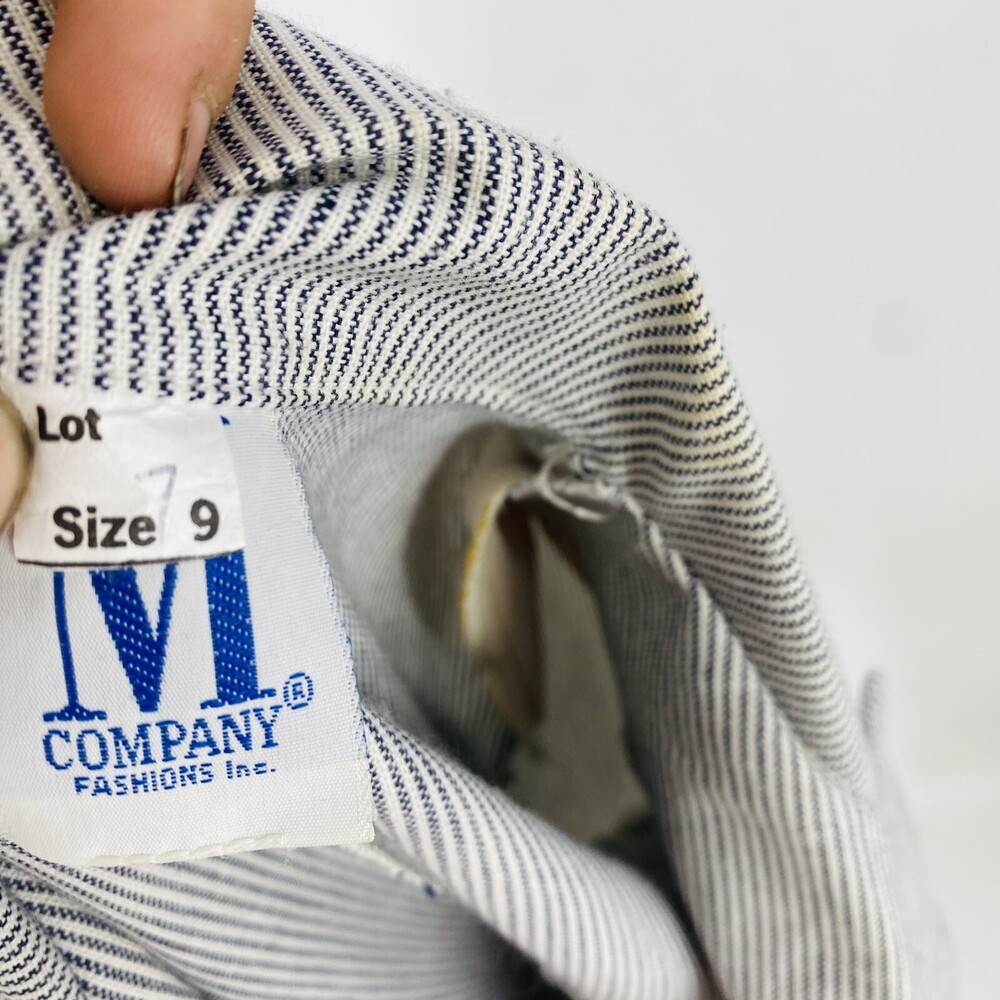 Vintage M Company Fashions Union Made Lady’s Pinstripe Blazer Cotton Size 9 Grey - Picture 9 of 11